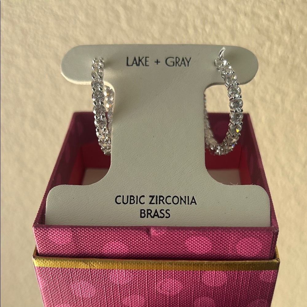 Silver Cubic Zirconia Hoop Earrings